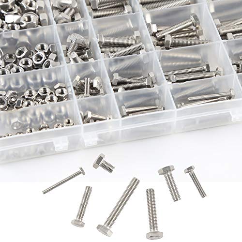 newlng M3 M4 M5 M6 Bolts and Nuts Assortment Kit 320 PCS Metric 304 Stainless Steel Hex Head Cap Screws Bolts and Nuts Assortment Set Fasteners Bolts Kit with Combination Box for Home Fixation Repairs - size: M3456-4