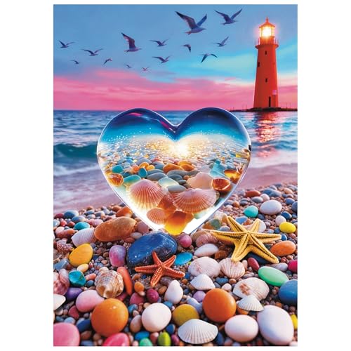 Love Pebbles Beach Puzzles for Adults 1000 Pieces - color: Heart of the Sea