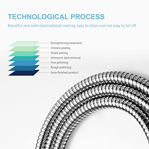 OFFO Shower Hose, 48 in Kink Free Stainless Steel Shower Hose Attachment Electroplating Handheld Shower Head Hose Flex Hoses Extension with Brass Insert & Nut for Pet Bathing Cleaning, Chrome - color: Chrome, size: 48 in