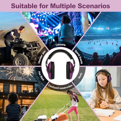 Floriogra Noise Cancelling Headphones for Kids/Toddler 28dB SNR Ear Muffs - color: Deep Purple