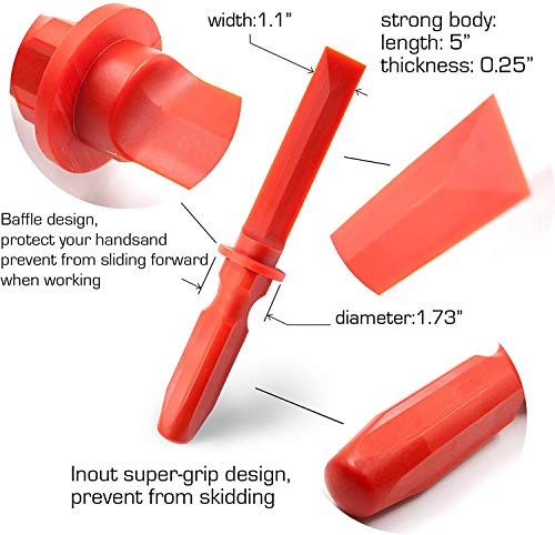 CKAuto Non-Marring Super Grip Plastic Chisel Scraper, Wheel Weight Remover,Red - size: 5 inches x 1.73 inches