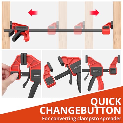 GETLITOOL 12-Inch Bar Clamps for Woodworking, 2Pcs 165lbs Quick Release Woodworking Clamps, 2-In-1 Ratchet Bar Clamp Set/Spreader, One Handed Wood Clamps for Hand Wood Working, DIY Projects