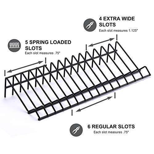 CASOMAN Plier Organizer Rack, 2 Pack, Stores Spring Loaded, Black, 15-Slot Plier Rack, Keep Pliers Organized in Tool Drawer