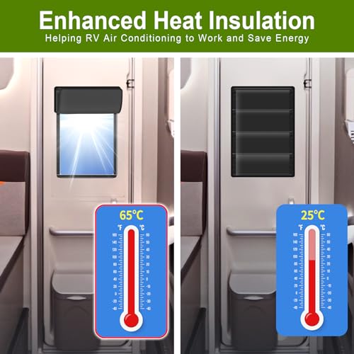 RV Door Window Shade Cover 25" (L) x 16" (W), Foldable Hook&Loop Design, RV Blackout Window Cover with UV Protection, Waterproof Fabric, Reflective - color: Light Black, size: 1 Pack (25"L x 16"W)