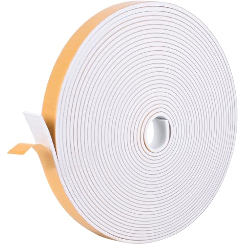 Kikerike Self Adhesive Foam Tape Weatherstrip 1in x 1/4in x 33Ft High Density Foam Insulation Strips Seal Weather Stripping with Strong Adhesive for Door and Window Sound Isolation Soundproofing - size: 1in x 1/4in x 33Ft