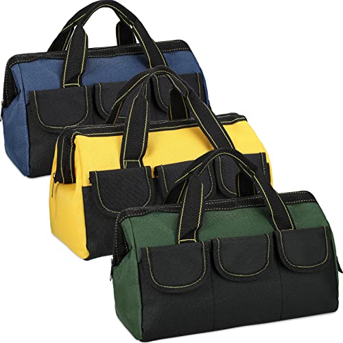Sanwuta 3 Pack 13 Inch Tool Bags, Classic, Blue, Yellow, Army Green - color: Blue, Yellow, Army Green, size: 13 Inch, style: Classic
