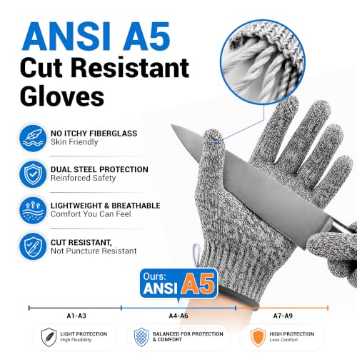 A5 Cut Resistant Gloves, Food Grade Kitchen Safety Gloves - color: Dark Gray, size: Small