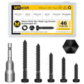 Mywish 46Pcs 3/8" Hex Head Lag Screws Assortment Kit, Heavy Duty Lag Bolts with Washers, 304 Stainless Steel Bolts 18-8, 5-Size Wood Screws for Outdoor, Black Oxide 3/8 Bolt - size: 3/8 Assorted Kit