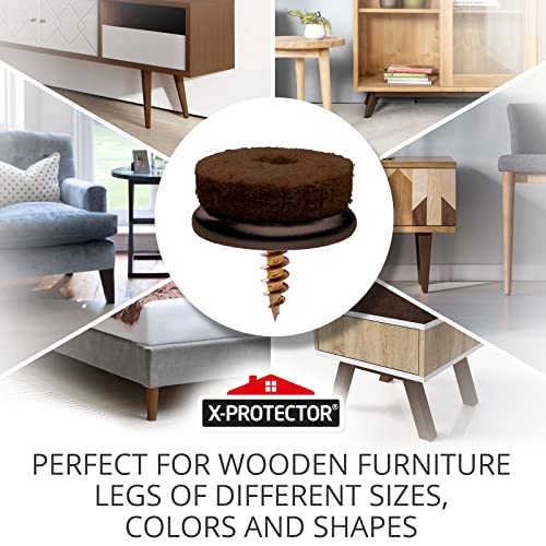 Screw-On Felt Furniture Pads X-Protector 24 PCS - 1.1” Premium Chair Glides - size: 1.1"