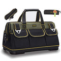 FASTECH 20-inch Wide Mouth Tool Bag with Water Proof Molded Base，Wide Mouth Tool Tote Bag,Waterproof Tool Organizer Bag for Men with Adjustable Shoulder Strap (20 inch) - size: 20 inch-Black-With Bottom Shell