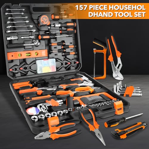 157PCS Home Auto Repair Hand Tool Kit Plastic Storage Tool Box - color: GJX157S