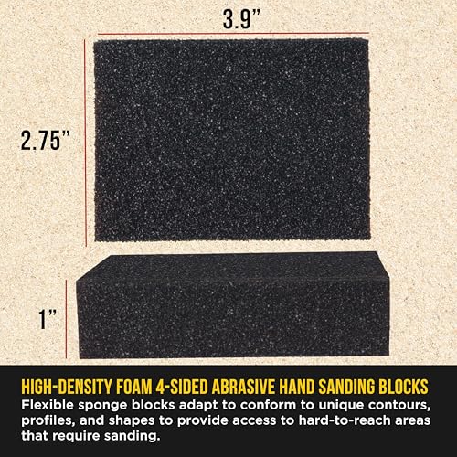 Dura-Gold 36 Grit 4-Sided Hand Sanding Block Sponges, 3.9" x 2.75" x 1" - style: 36 Grit