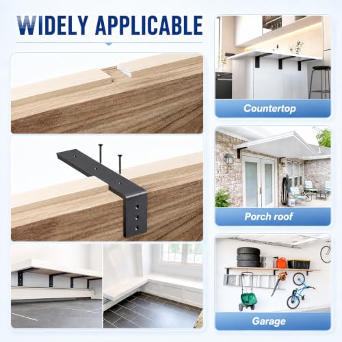 WINKER Countertop Support Bracket 4 Pack Heavy Duty 3/8" Thick Hidden L Shelf Bracket 12" x 6" x 2.5" Metal Corbels for Quartz/Granite/Wood/Concrete/Laminate Countertops, Black - size: 12″x6″x2.5″-3/8" thick, style: Black-4Pack