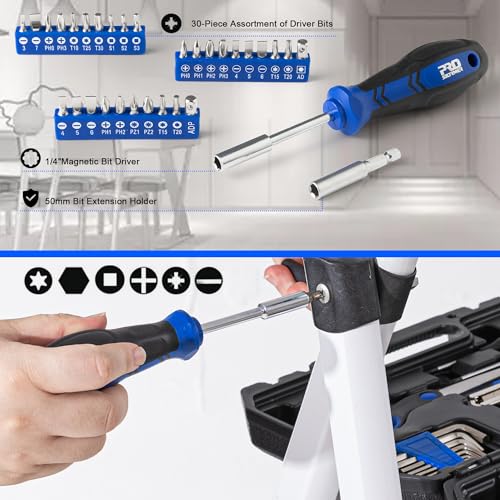 Prostormer 160-Piece Tool Set, General Household Tool Kit, Blue - color: Blue