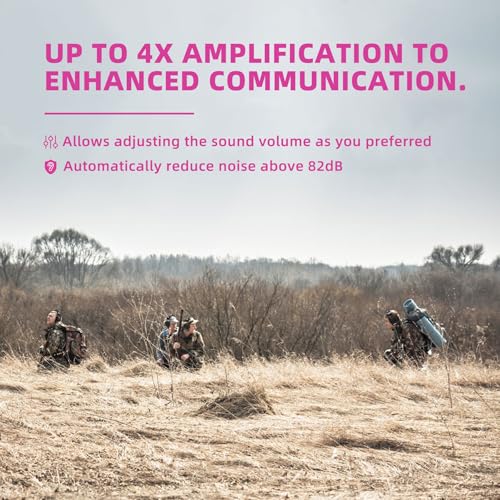 PROHEAR Electronic Ear Protection for Shooting with 4X Sound Amplification, Gun Range Hearing Protection Muffs, NRR 23dB Noise Reduction Headphones for Hunting, Pink - style: Electronic-pink