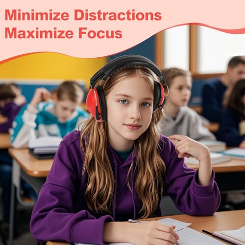 Floriogra Noise Cancelling Headphones for Kids/Toddler 28dB SNR Ear Muffs - color: Red