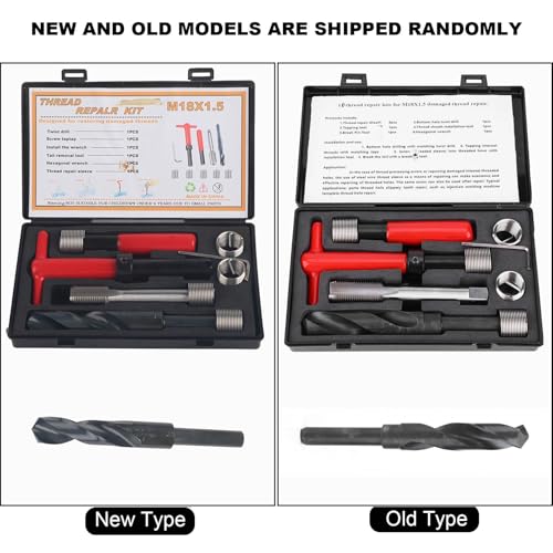 M18x1.5 Thread Repair Kit, 10 Pcs Helicoil Thread Repair Kit Thread Chaser Set, Portable Thread Metric Inserts Repair Kits Helicoil Thread Repair kit, Compatible Hand Tool Set for Auto Repairing - color: M18x1.5
