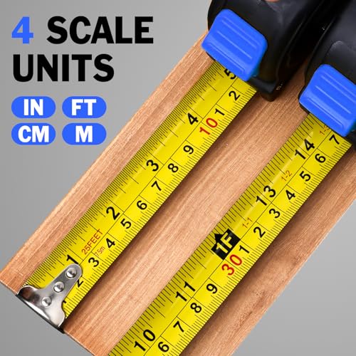Tape Measure 25 ft, 12 Pack Bulk Easy Read Measuring Tape Retractable, Self-Locking Measurement Tape 25 FT by 1 in