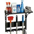 MUTUACTOR Heavy Duty Magnetic Broom Holder,Anti-slip Magnetic Tool Rack with Top Utility Shelf, Easy Assembly Broom Mop Organizer for Refrigerator Metal Cabinet Laundry Room Kitchen,3-Clamps 4-Hooks - style: Heavy Duty Broom Holder with Shelf,1PCS