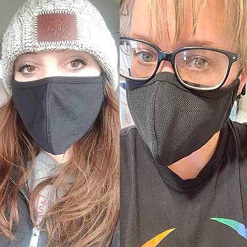 comfso Black Cloth Face Masks for Adults Washable Fabric XL Large Reusable - style: Large for Men/Women