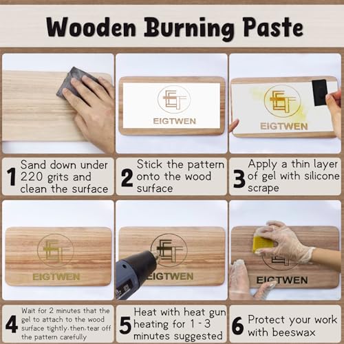 EIGTWEN 11pcs Wooden Burning Paste Kit, 4oz Heat-Activated Burn Gel