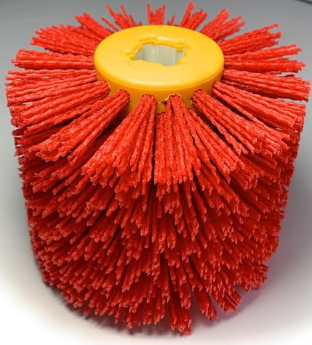 Signi Abrasive nylon bristle Burnishing Brush Drum Drawing Wheel for polishing wood (80 grit red)