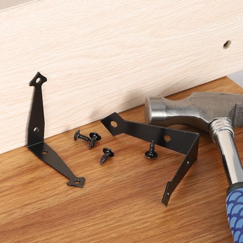 uxcell 4Pcs Decorative Corner Brackets, 3.9" x 3.9" x 0.9" l Bracket Metal Corner Protector Right Angle Bracket with Screw for Furniture Wooden Box Trunk, Black