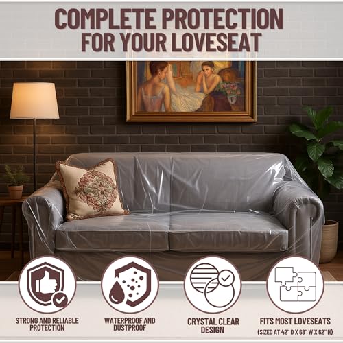 Evelots Clear Vinyl Loveseat Cover, Spill-Resistant 2-Seat Sofa Protector - size: Loveseat