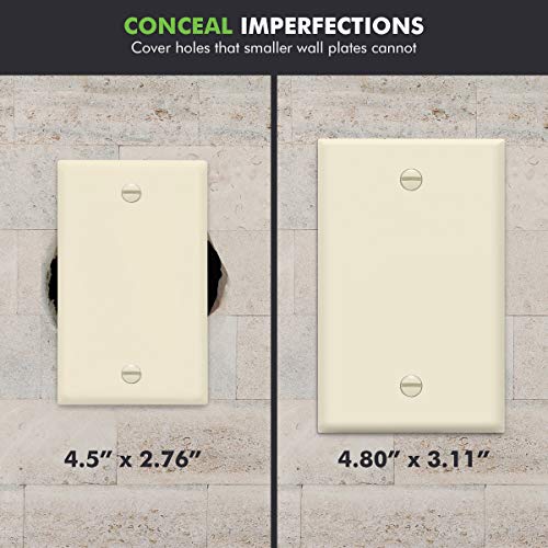 ENERLITES 10 Pack Mid-Size Blank Wall Plate Cover, 1-Gang, Light Almond - color: Light Almond, size: Mid-Size