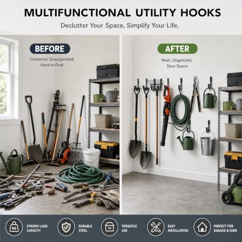 Heavy Duty Metal Wall Hooks Garage Organization Storage Hooks