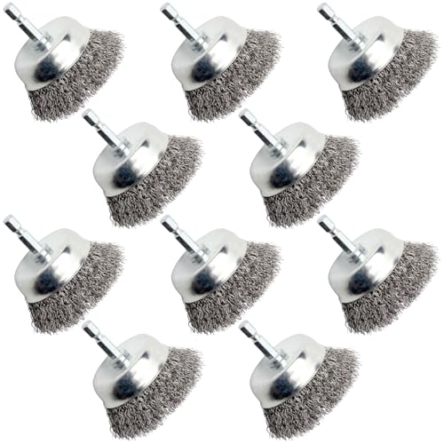 Brass-Coated Wire Brush Set – Wheel, Cup & End Brushes with 1/4" Hex Shank, Heavy-Duty Carbon Steel Bristles for Rust Removal & Paint Stripping (Wire Cup Brush for Drill) - style: Wire Cup Brush for Drill