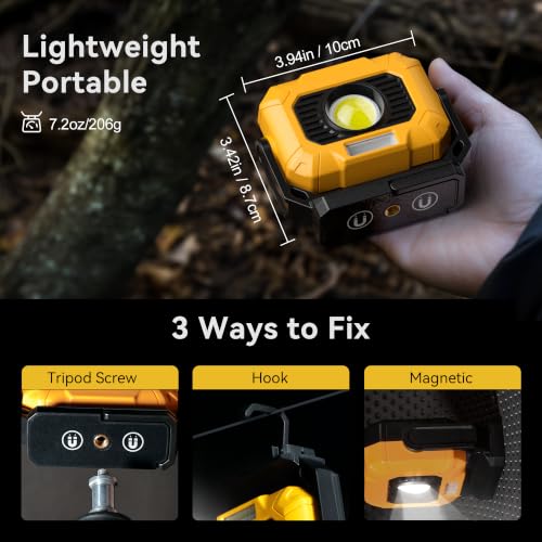 Adelante 2 Pack Magnetic Work Lights, 1500LM Rechargeable Mechanic Lights