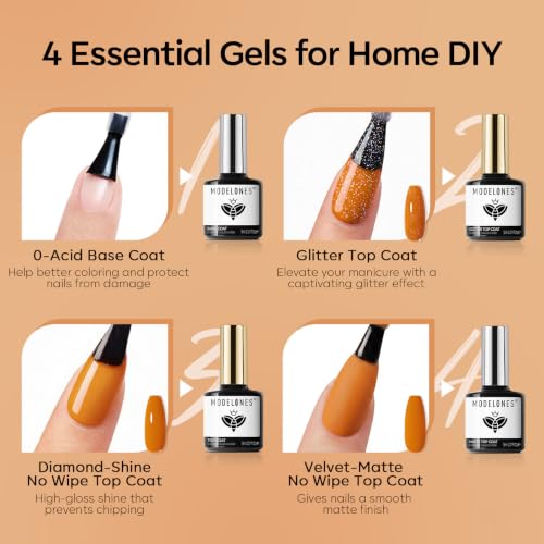 modelones Gel Nail Polish Changing Glitter 20 Colors Primer Top Base Coat - color: A0- Colors Changing Colors