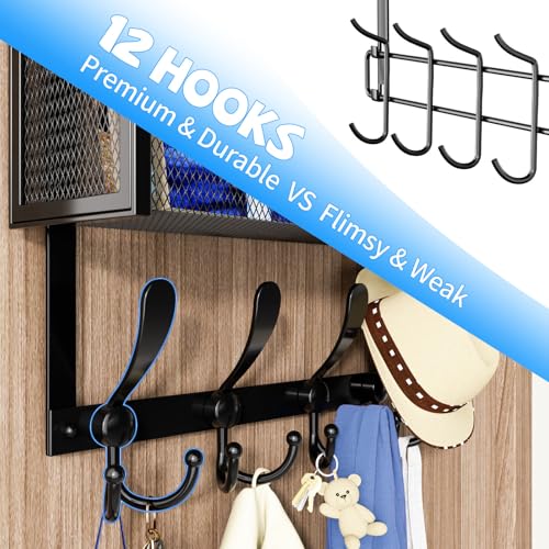 Kaiferty Over The Door Hooks Organizer, Coat Rack Over The Door Storage Hanger Towel Rack, Back of Door Storage Organizer for Bathroom,Bedroom,Kitchen,Office (Black, 4-Tier) - color: Black, size: 4-Tier