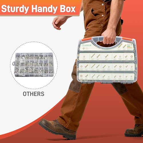 Quibbay 924Pcs Grade 8 Bolts and Nuts Assortment Kit, 1/4-20, 5/16-18, 3/8-16, 1/2-13 Heavy Duty Hex SAE Assorted Bolts Nuts and Washers Kit, Carbon Steel Machine Hardware Screw Sets with Case - style: 924PCS 1/4-20 5/16-18 3/8-16 1/2-13