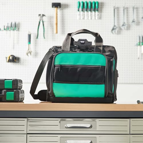 Amazon Basics Tool Sling Bag with Adjustable Padded Shoulder Strap, Sturdy Organized Storage, 40 Pockets, Black - size: Sling Bag