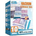 Vacuum Storage Bags, 10 Small Space Saver Vacuum Seal Bags, Space Bags, Vacuum Sealer Bags for Clothes with Travel Hand Pump (10S) - size: 10-Small
