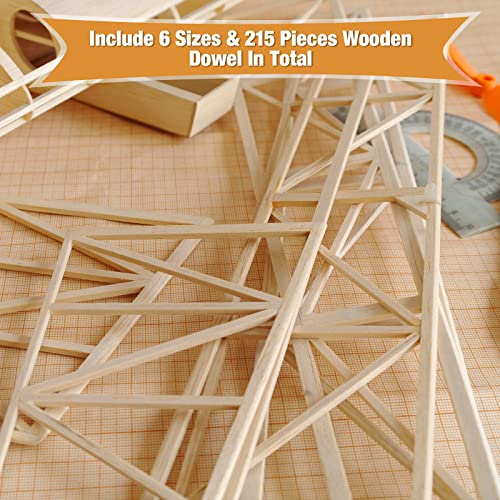 Yulejo 215 Pieces Balsa Wood Sticks Wooden Dowel Rods Square Hardwood Unfinished Wooden Strips for DIY Molding Crafts Projects Making(1/8, 3/16, 1/4, 5/16, 3/8, 1/2 Inch) - size: 1/8, 3/16, 1/4, 5/16, 3/8, 1/2 Inch