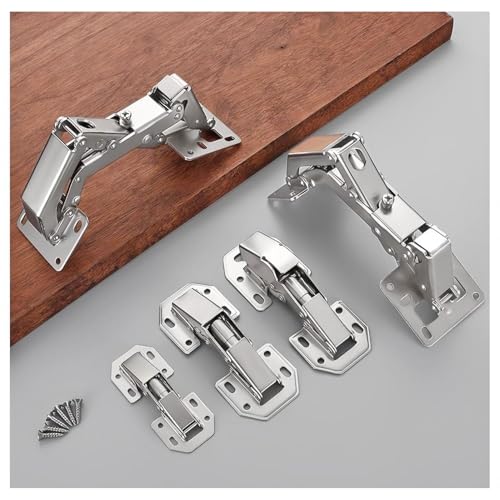 Qrity 4X Soft Close Hinges with Screws 175° Hydraulic Cabinet Doors Hinge - size: 4 Pcs Hinges-Slow Close