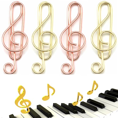40 Pcs Note-Shaped Paper Clips - Fun Metal Paperclips Perfect for Office, School, Home File Organization, Wedding, Party Decorations, and DIY Crafts (Gold, Rose Gold) - style: NOTE