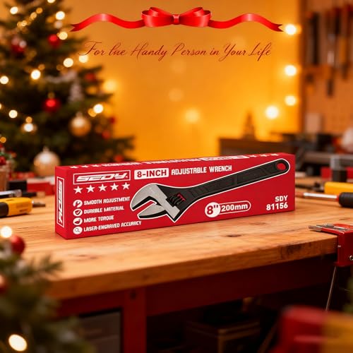 SEDY 8-Inch Adjustable Wrench, Black Oxide Finish Wide Jaw Spanner with Inch/Metric Scale, Premium Drop Forged Steel for Automotive Plumbing and Household Repairs (Pack of 2) - size: 8 Inch (Pack of 2)