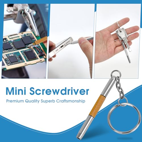 UNEAK - Eyeglass Screwdriver Repair Kit Silver & Yellow Precision 3 in 1 Mini Screwdrivers Set Keychain Glasses, Sunglasses, Sunglass, Watch, Electronics, Eyeglasses, Flat Head, Phillips, Hex - color: Silver Yellow