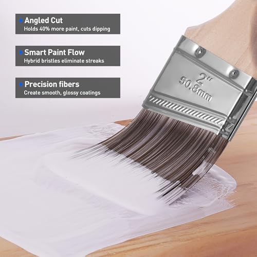 Paint Brush, 2IN Stain Brushes for Painting Walls House Touch-Ups,Furnitures and Fence Staining, Wooden Handle Masonry Paintbrush(6 Packs) - size: 2 inch