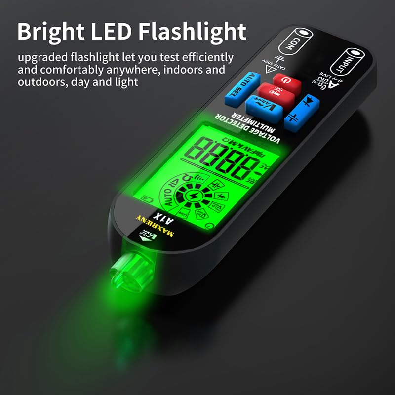 Digital Multimeter Rechargeable Electrical Tester NCV with Audible and Visual Alarms Auto-Ranging Measures AC/DC Voltage Capacitance Resistance Continuity Capacitance Diode Live Check Tester