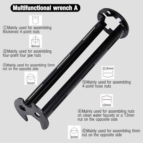 2pcs Basin Wrench Multifunctional Sink Wrench 11 Sizes Faucet Tool Four-jaw Hex Spanner Universal Plumbers Tool for Tight Spaces Kitchen Bathroom Home with Glove