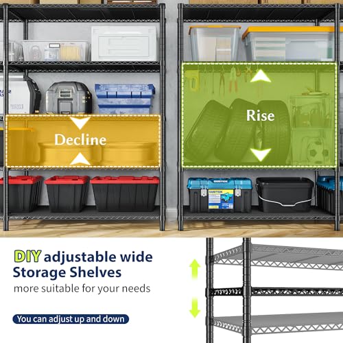 Romorgniz 52.36" W Storage Shelves, 1200LBS Heavy-Duty&L-Shaped for Kitchen - size: 13.78"D x 52.36"W x 70.8"H