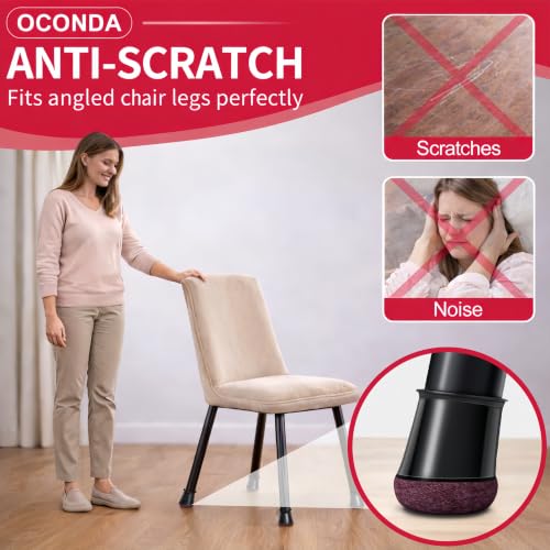 OCONDA 24 PCS Chair Leg Floor Protectors Black, Extra Small, 1/2''-3/4'' - color: Black, size: Round S