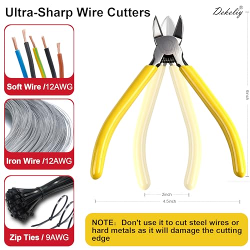 5 Pcs 5" & 5 Pcs 6" Precision Wire Cutters Spring Loaded Flush Cutters Sharp Side Cutter Clippers Diagonal Cutting Pliers for Jewelry Making, Crafts, Electronics, Zip Ties