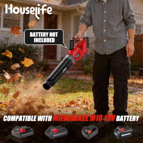 600 CFM Cordless Leaf Blower Compatible with Milwaukee 18V M18 Battery - color: Red