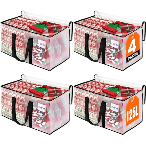RoomHacks Moving Bags, Heavy Duty Large Storage Bags, 125L, 4 Pack, Clear - size: 125L- 4Packs